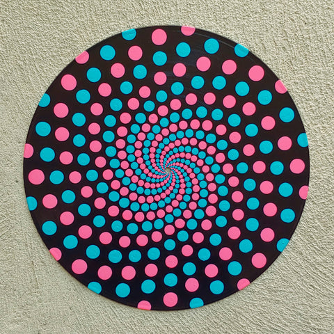 Vortex Design: Acrylic Dot Art Painted Record