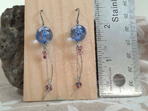 Cherry Blossom Sakura Blue Earring