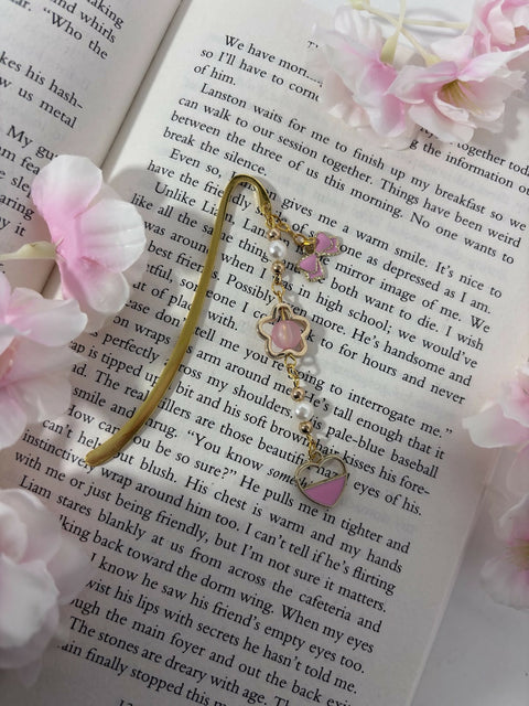 Sakura | Gold Beaded Bookmark | Gifts for Her, Handmade, Valentines