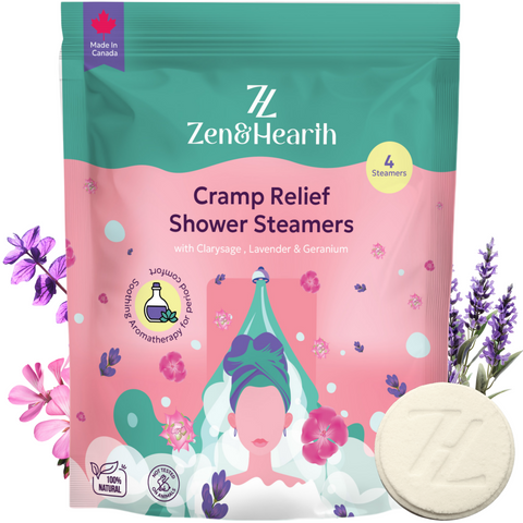 Zen & Hearth Cramp Relief Shower Steamers | Gifts for Teen Girls, Wife, Girlfriend | Period Comfort Aromatherapy | Handmade in Canada