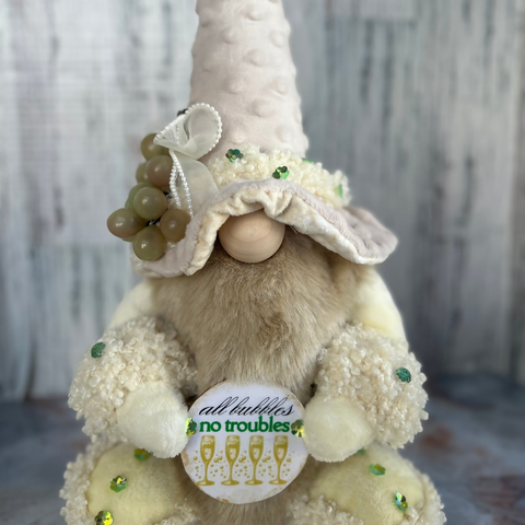 Handmade Wine Gnome | Bubbly & Vino Tinto Themed | Custom Collectible Gift | Calgary Small Business | AntoCHIQUE Creations