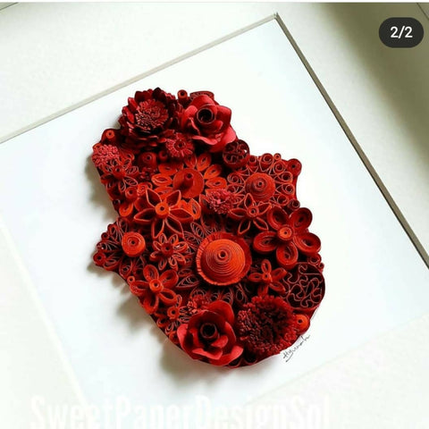 Jewish art/Hamsa hand/paper Quilling art