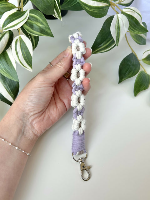 Macrame Flower Wristlet Keychain