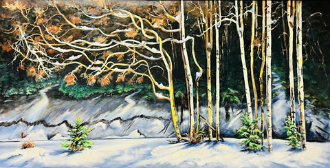 Kananaskis Forest 20x40 Oil on stretch canvas.
