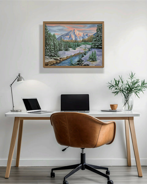 Winter in the Mountains Oil Painting