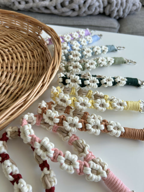 Macrame Flower Wristlet Keychain