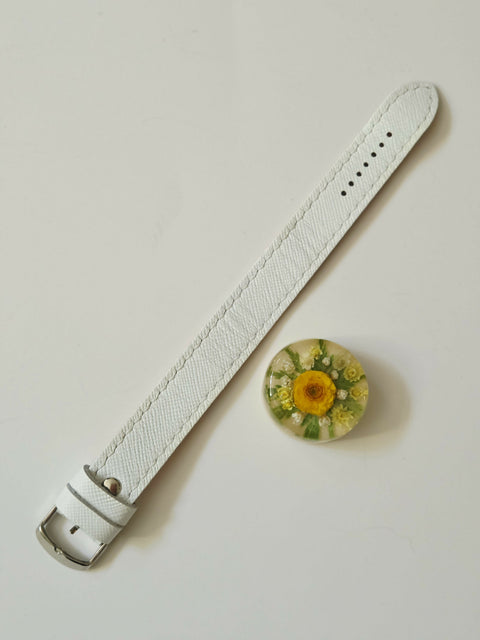 Handmade Resin Bracelet with Real Flowers | Adjustable Leather Strap | Floral Jewellery