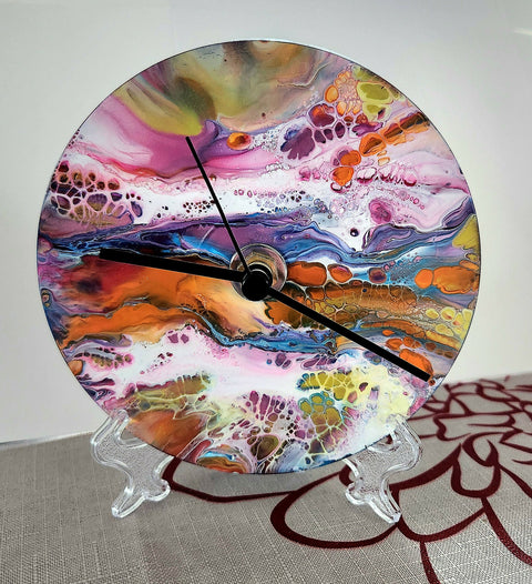 4.75" Clock - Acrylic Fluid Art