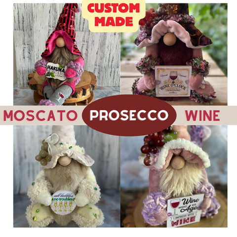 Handmade Wine Gnome | Bubbly & Vino Tinto Themed | Custom Collectible Gift | Calgary Small Business | AntoCHIQUE Creations
