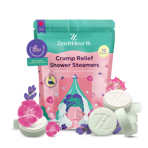 Zen & Hearth Cramp Relief Shower Steamers – Gift for Teenage Girls, Wife, Sister | 12 Pack | Handmade in Canada