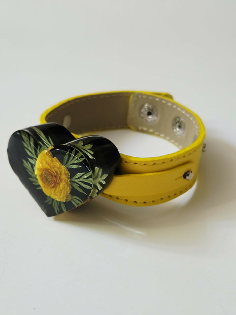 Handmade Resin Bracelet with Real Flowers | Adjustable Strap | Floral Jewellery