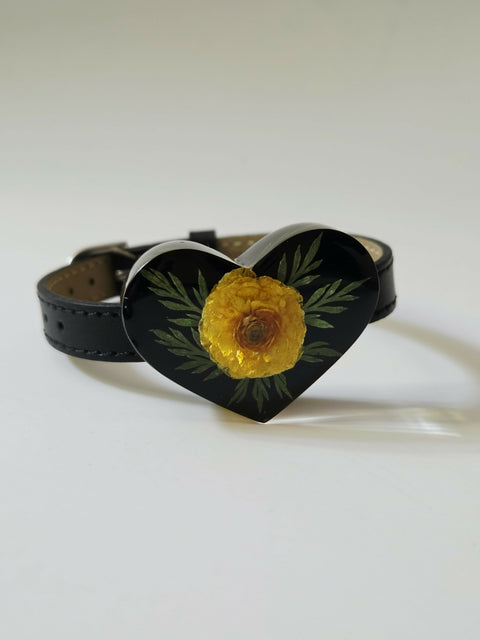 Handmade Resin Bracelet with Real Flowers | Adjustable Strap | Floral Jewellery