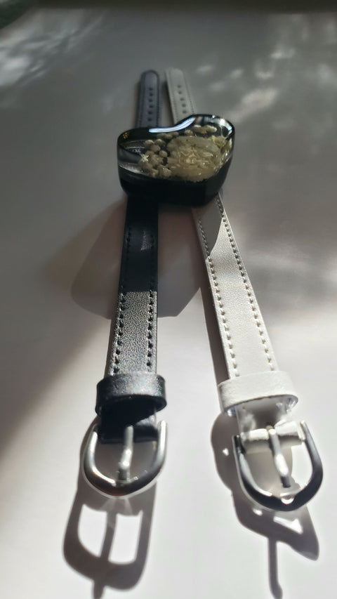 Handmade Resin Bracelet with Real Flowers | Adjustable Leather Strap | Floral Jewellery