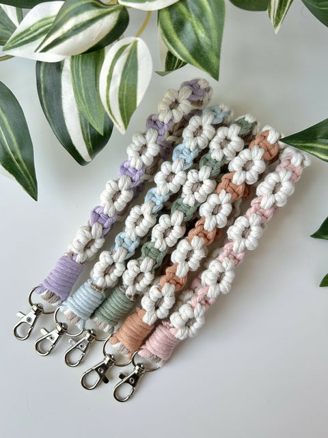 Macrame Flower Wristlet Keychain