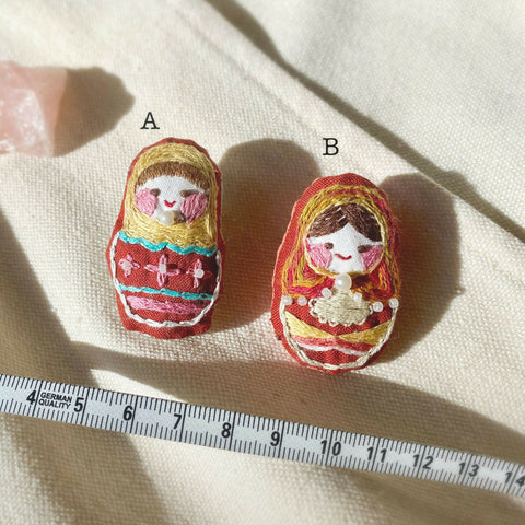 Embroidery Russian Doll Brooches