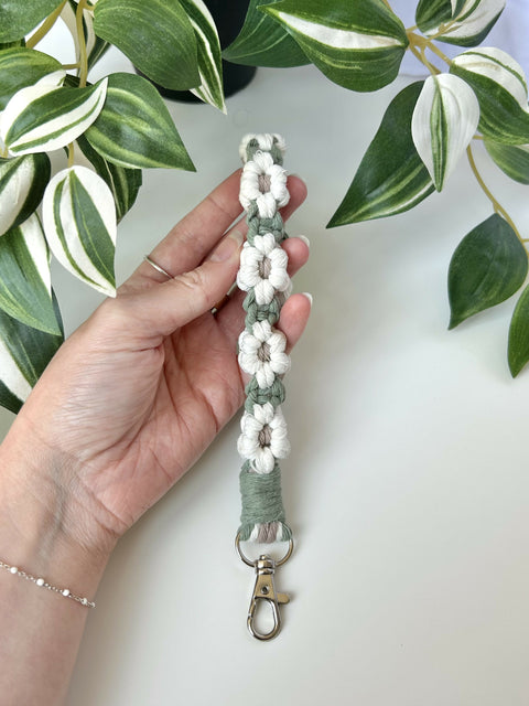 Macrame Flower Wristlet Keychain