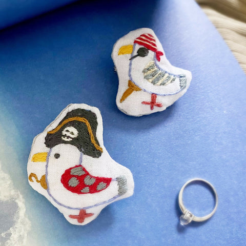 Pirate Seagull Embroidery Brooches