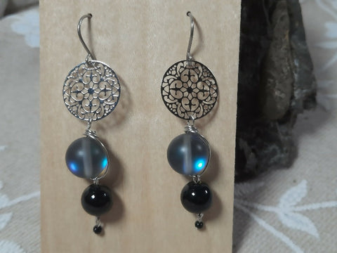 Sophisticated dark tone earring with titanium hooks