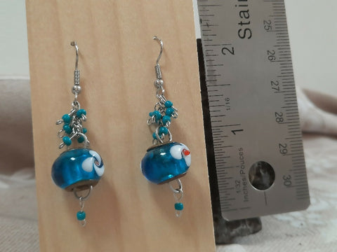 Handcrafted beads earring with surgical steel hooks