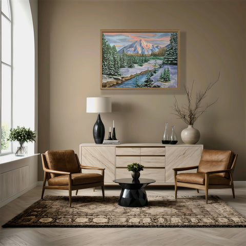 Winter in the Mountains Oil Painting