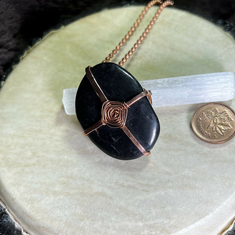 Shungite Copper God's-Eye Wrapped Necklace