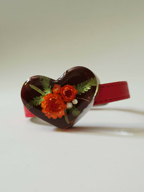 Handmade Resin Bracelet with Real Flowers | Adjustable Leather Strap | Floral Jewellery