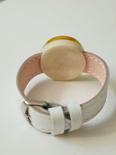 Handmade Resin Bracelet with Real Flowers | Adjustable Leather Strap | Floral Jewellery