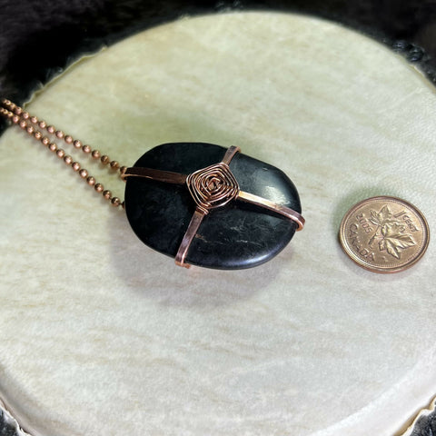 Shungite Copper God's-Eye Wrapped Necklace