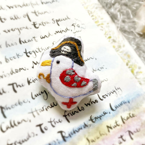 Pirate Seagull Embroidery Brooches