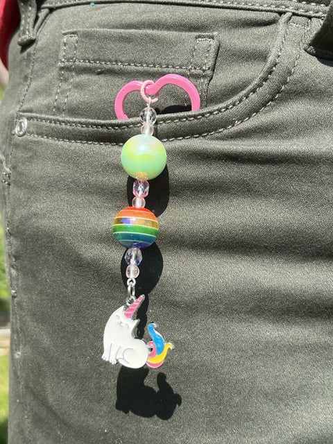 "Rainbow Kitty" Heart Keychains