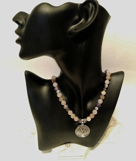 "Peace & Quiet" Tree of Life Gemstone Necklace (Princess Length)