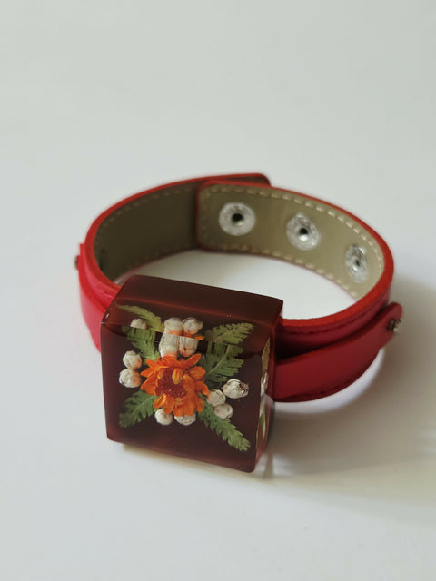 Handmade Resin Bracelet with Real Flowers | Adjustable Strap | Floral Jewellery