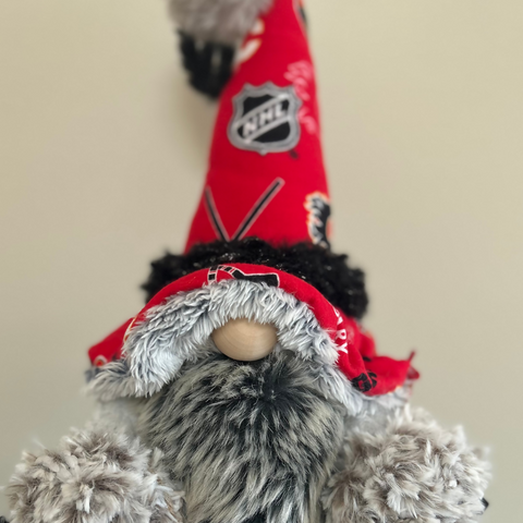 Handmade Calgary Flames Gnome | Hockey Fan Gift | Christmas Décor | Calgary Small Business | Unique Hockey Home Décor