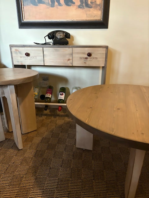 Coffee Tables (round) & Wine Rack Set - LOCAL PICKUP ONLY