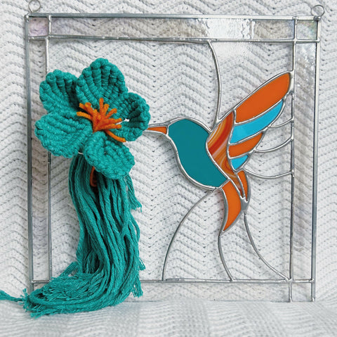 Stained Glass Hummingbird Wall Art
