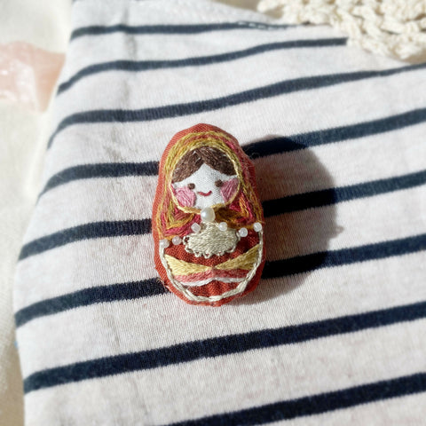 Embroidery Russian Doll Brooches
