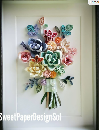 Paper Quilled Succulent Art: Framed Original art