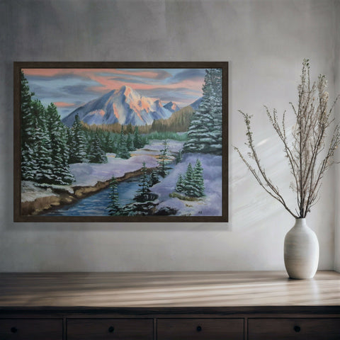 Winter in the Mountains Oil Painting
