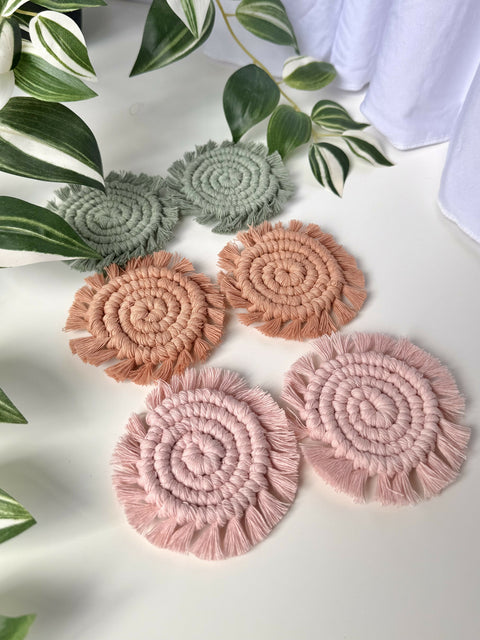 Macrame Car Coasters - Set of 2