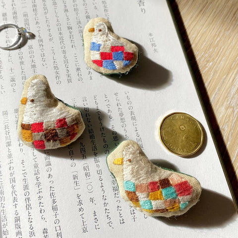 Little Ducks in Checked Pant Embroidery Brooches