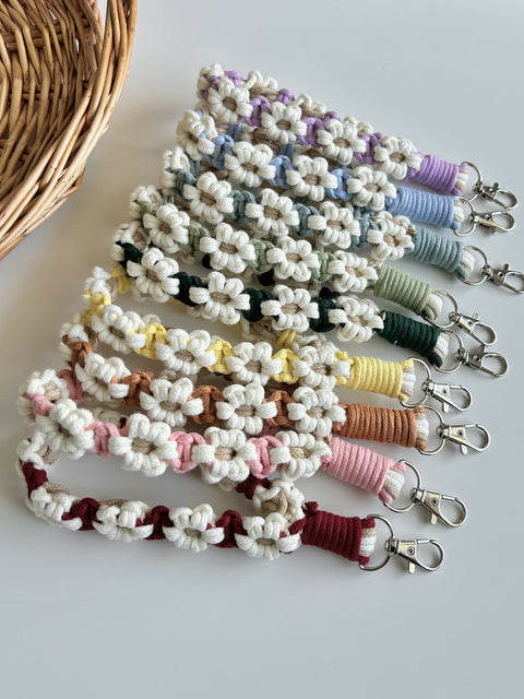 Macrame Flower Wristlet Keychain