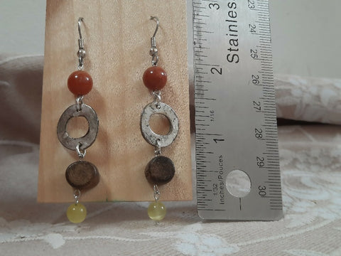 Warm Earthy Color earrings with surgical steel hooks