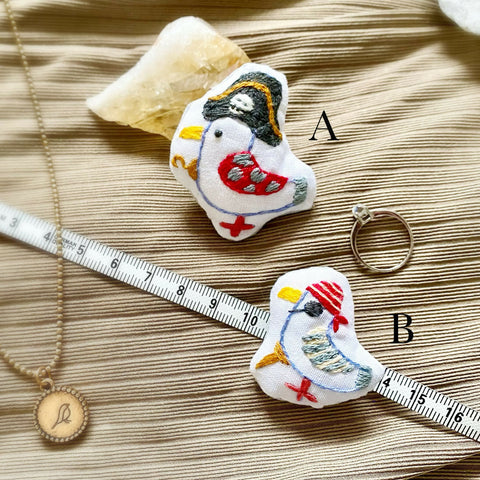 Pirate Seagull Embroidery Brooches