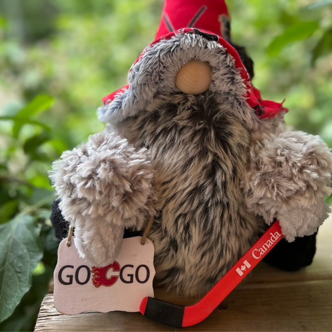 Handmade Calgary Flames Gnome | Hockey Fan Gift | Christmas Décor | Calgary Small Business | Unique Hockey Home Décor