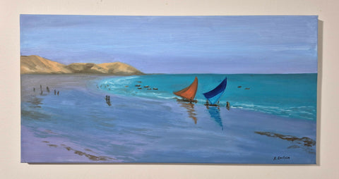 Red sail, oil painting