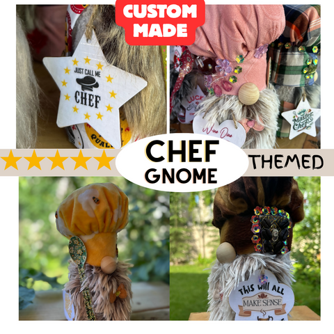 Designer Chef-Hat Gnome | Handmade Collectible Gift | Custom Themed Décor for Kitchen, Bar & Home | AntoCHIQUE Creations Calgary