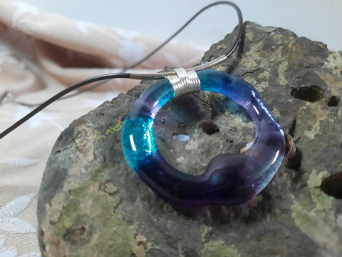 Ocean Aura Glass Pendant Necklace