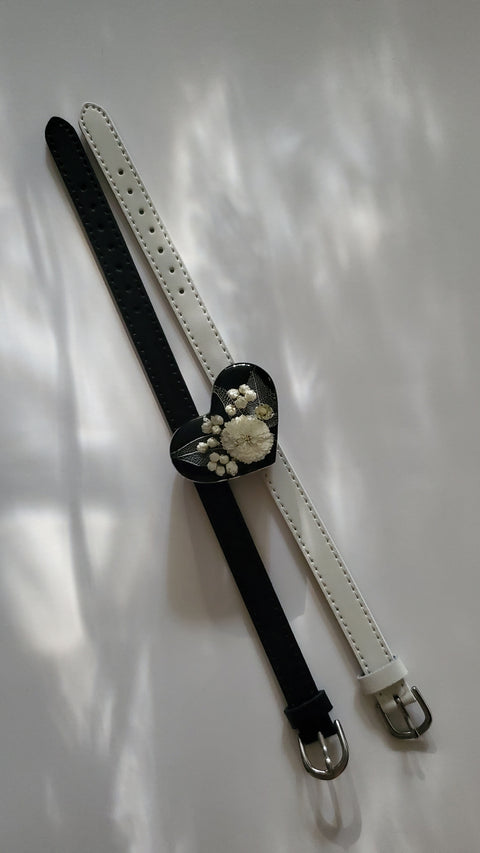Handmade Resin Bracelet with Real Flowers | Adjustable Leather Strap | Floral Jewellery