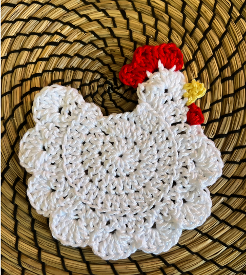 Crochet Chicken Coasters - 100% Cotton