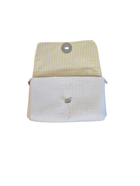 White Faux Croc Crossbody Bag